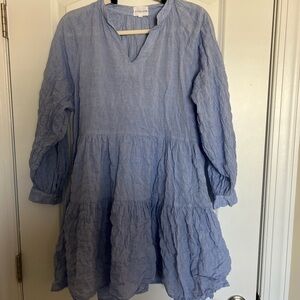 Felicite Blue Long Sleeve Poplin Dress